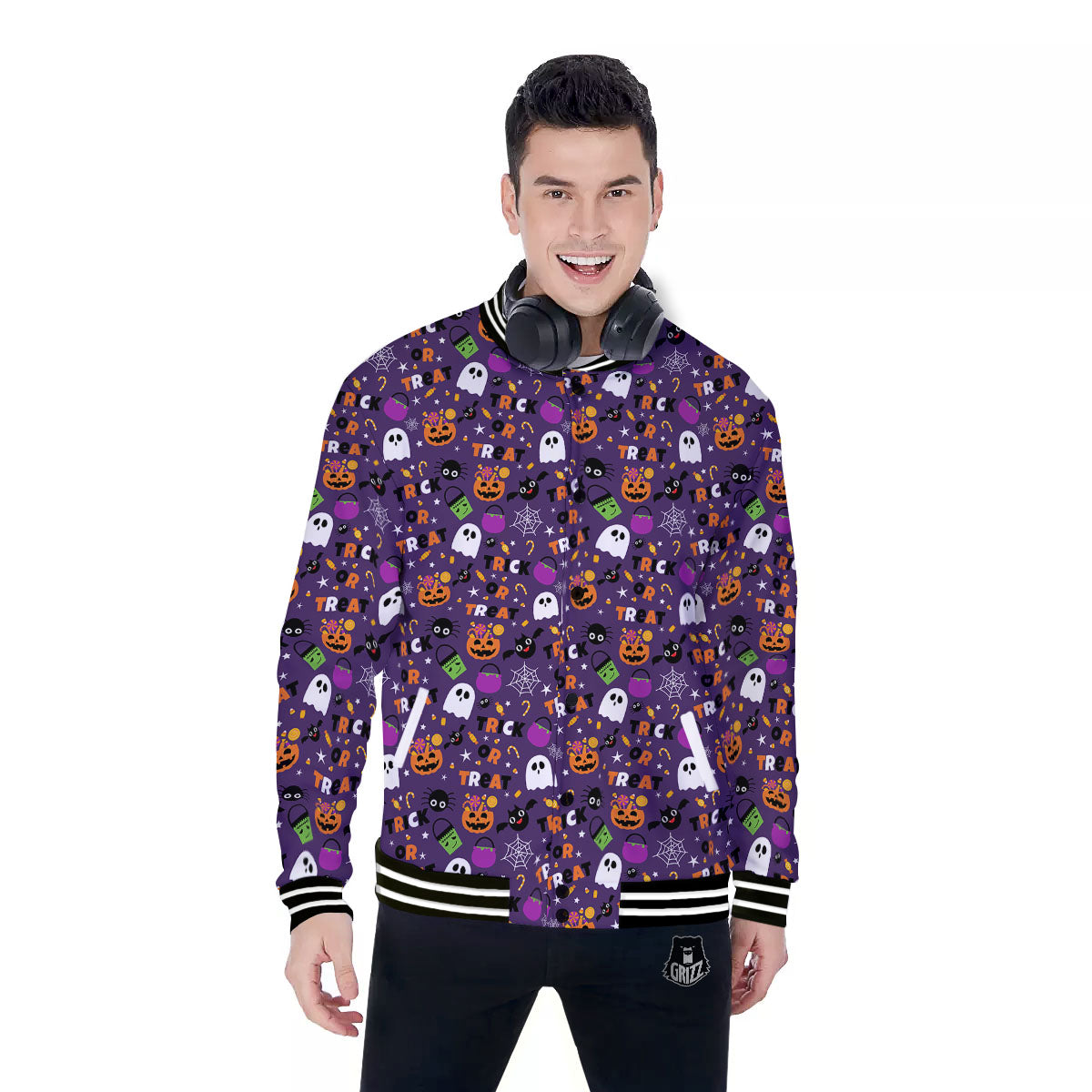 Festival Halloween Print Pattern Baseball Jacket-grizzshop