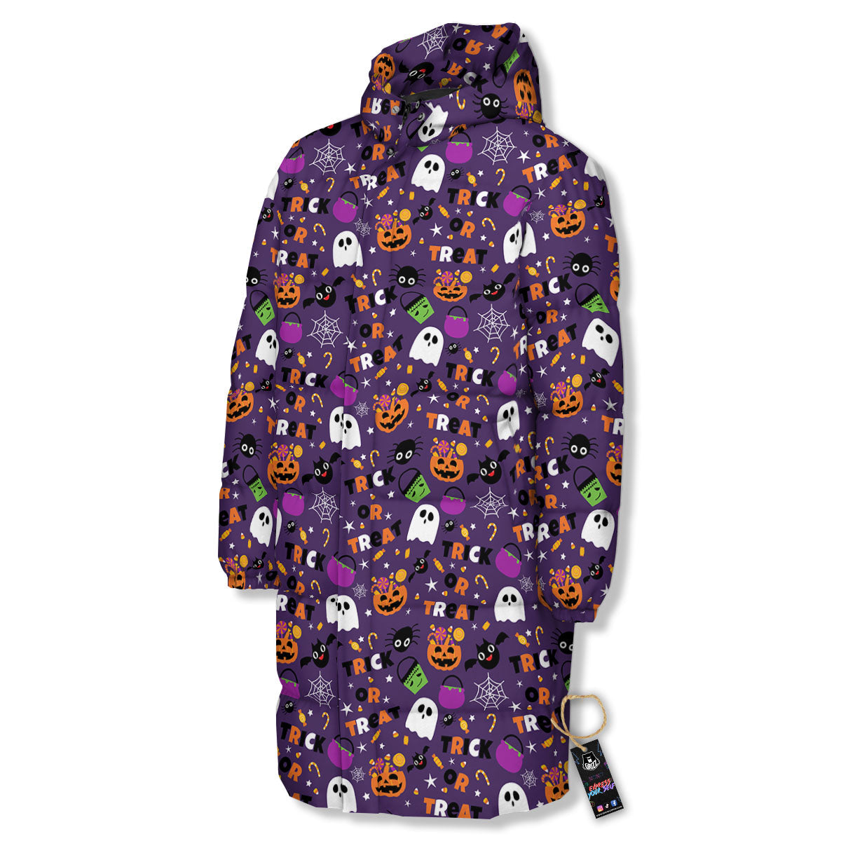 Festival Halloween Print Pattern Long Down Jacket-grizzshop