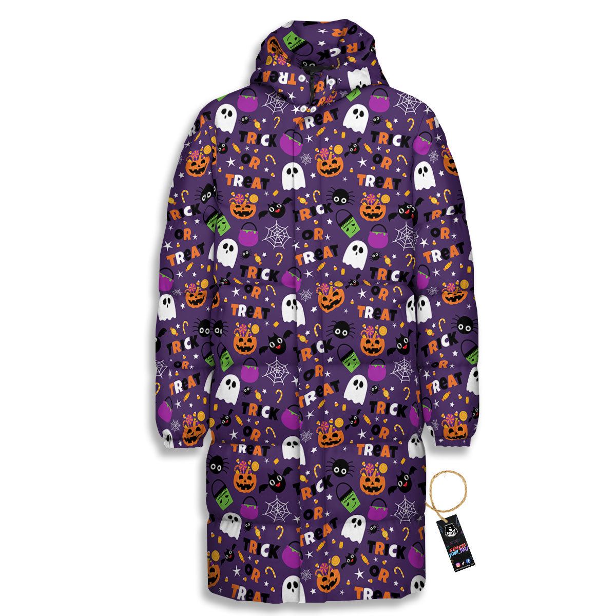 Festival Halloween Print Pattern Long Down Jacket-grizzshop