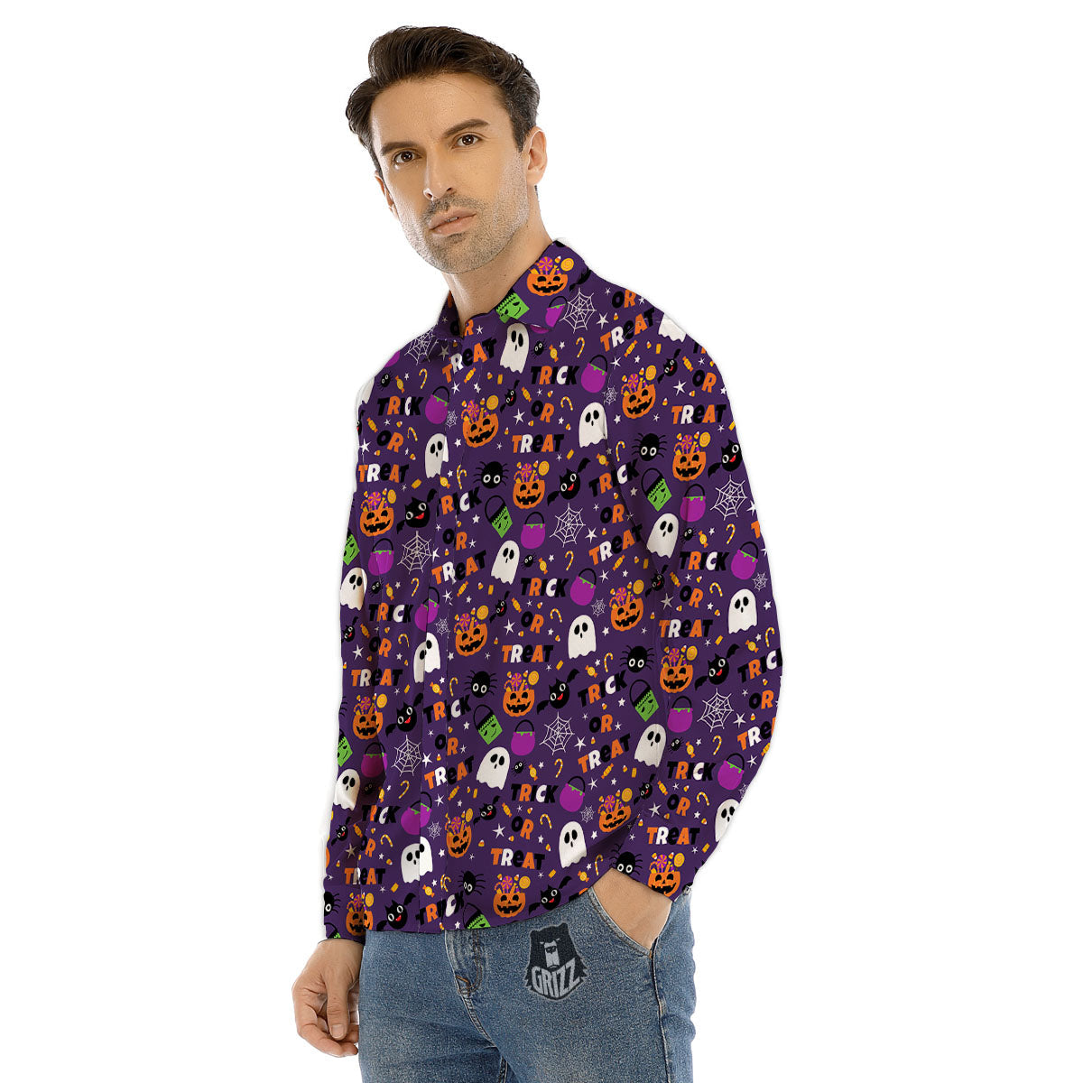 Festival Halloween Print Pattern Men's Dress Shirts-grizzshop