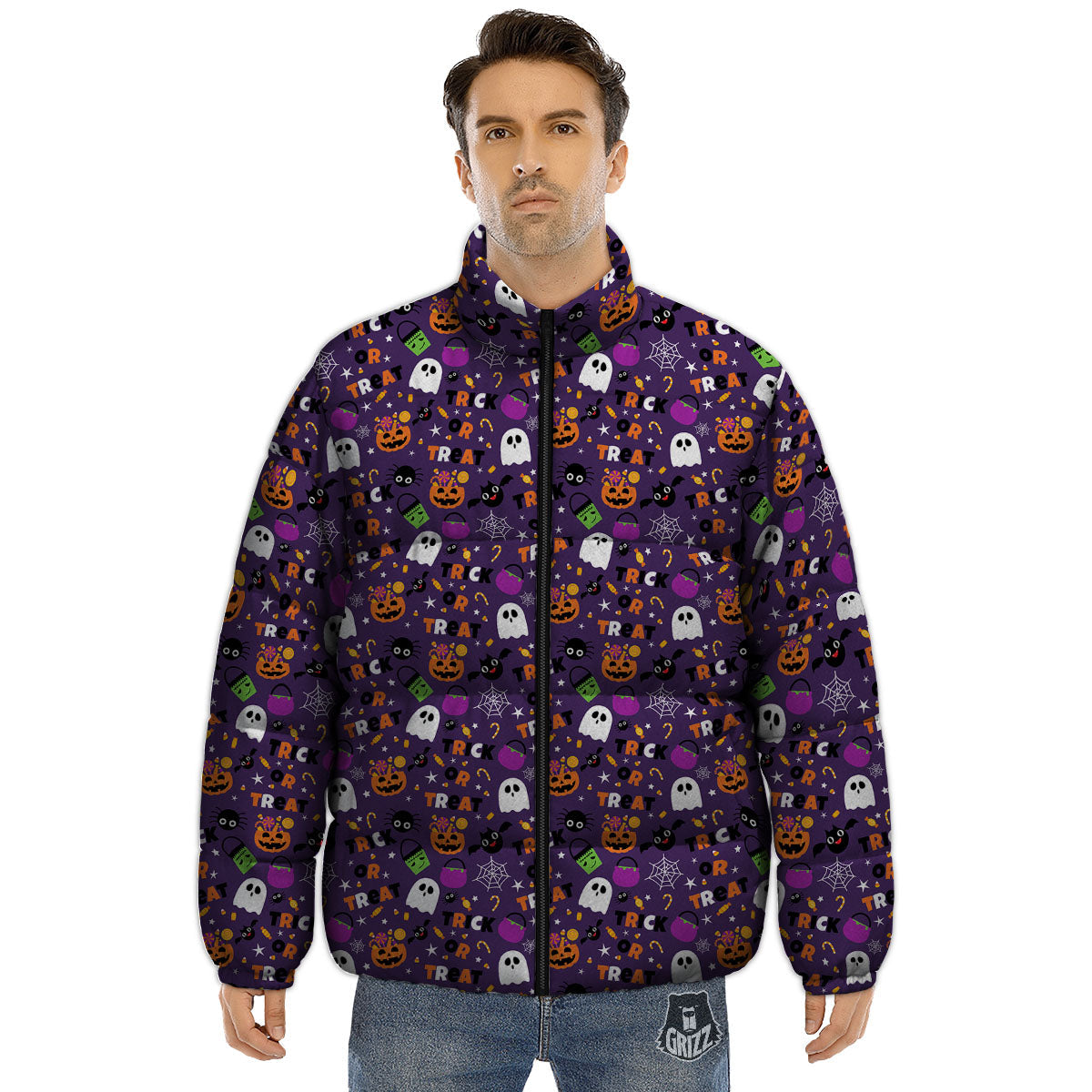Festival Halloween Print Pattern Puffer Jacket-grizzshop