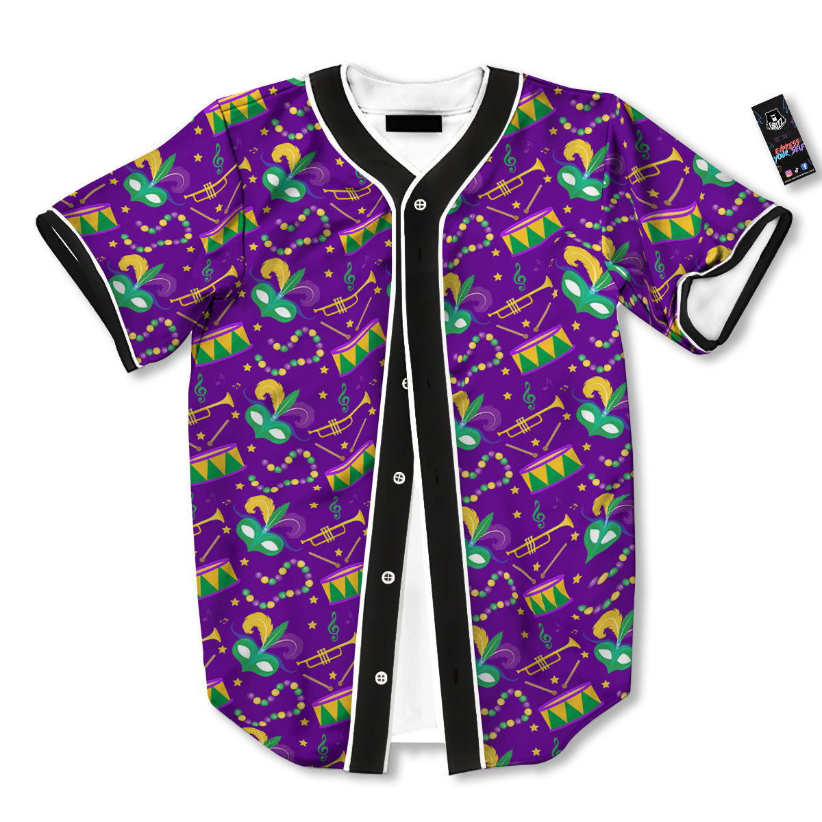 Festival Mardi Gras Print Pattern Baseball Jersey-grizzshop