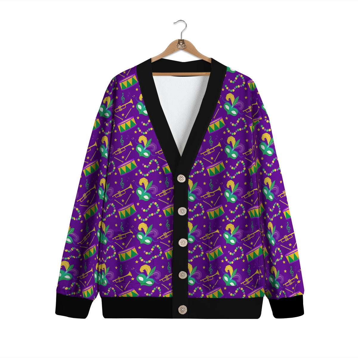Festival Mardi Gras Print Pattern Cardigan-grizzshop