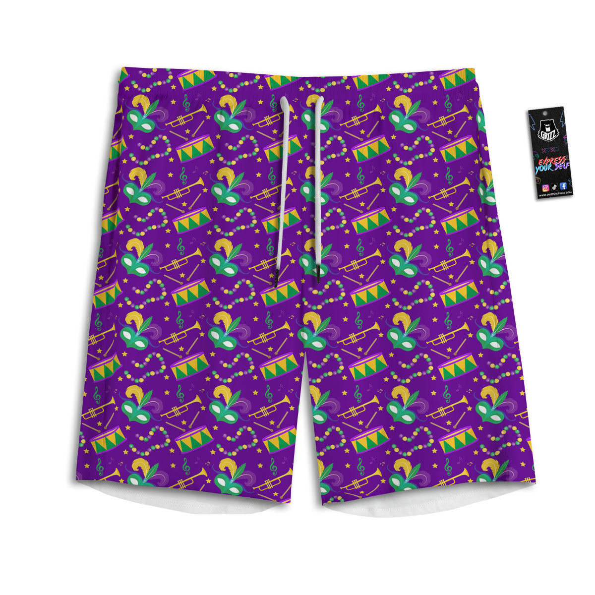 Festival Mardi Gras Print Pattern Men's Athletic Shorts