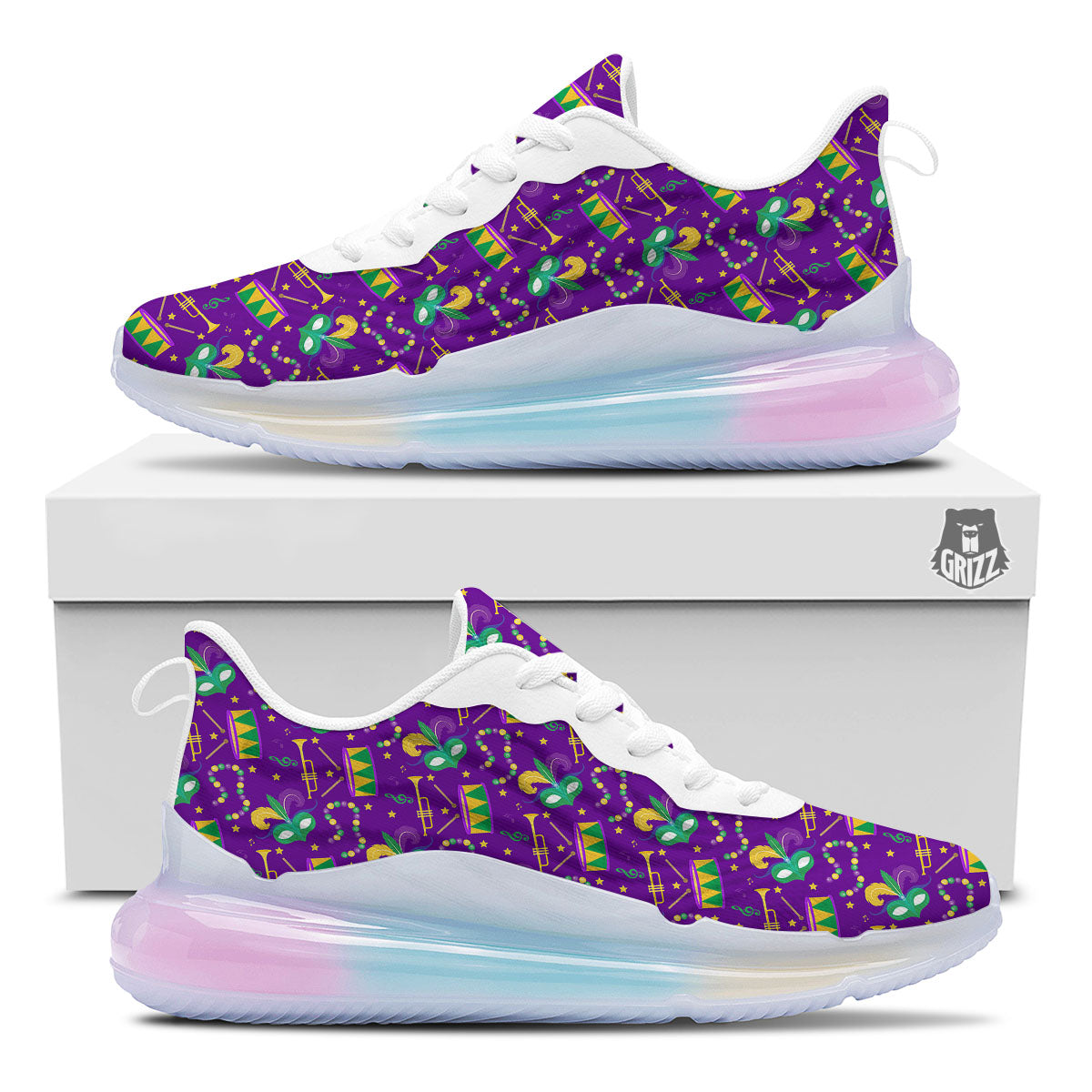 Festival Mardi Gras Print Pattern Running Sneakers-grizzshop