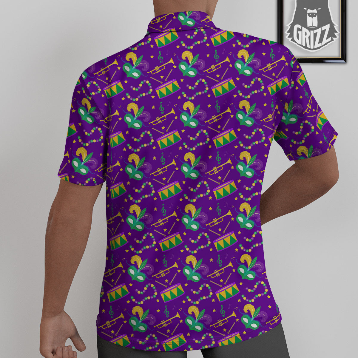 Festival Mardi Gras Print Pattern Untucked Shirts-grizzshop