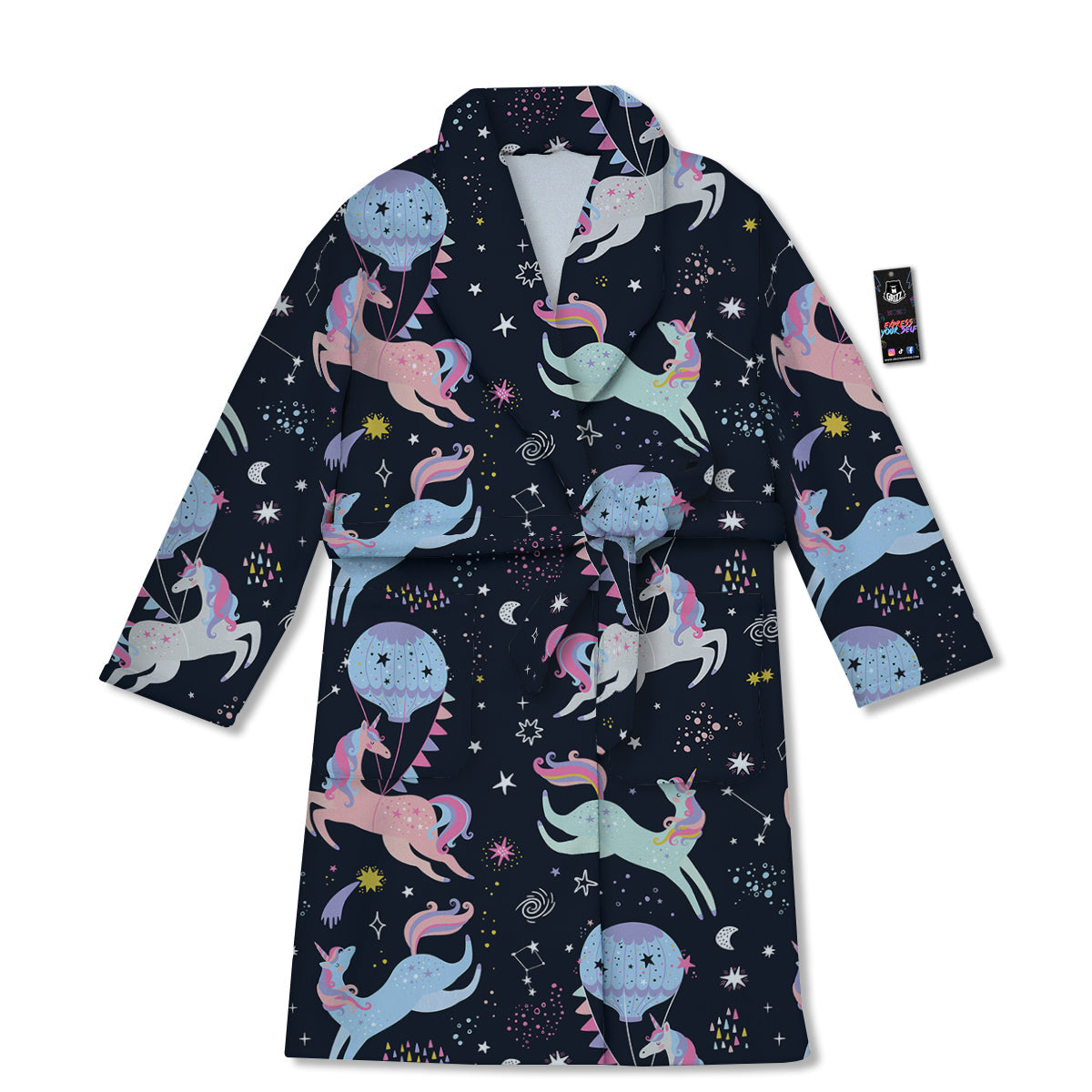 Festival Unicorn Night Print Pattern Bathrobe-grizzshop