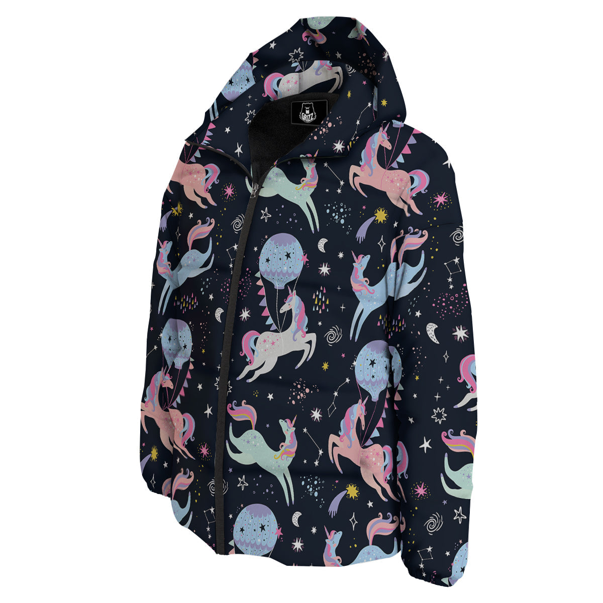 Festival Unicorn Night Print Pattern Down Jacket-grizzshop