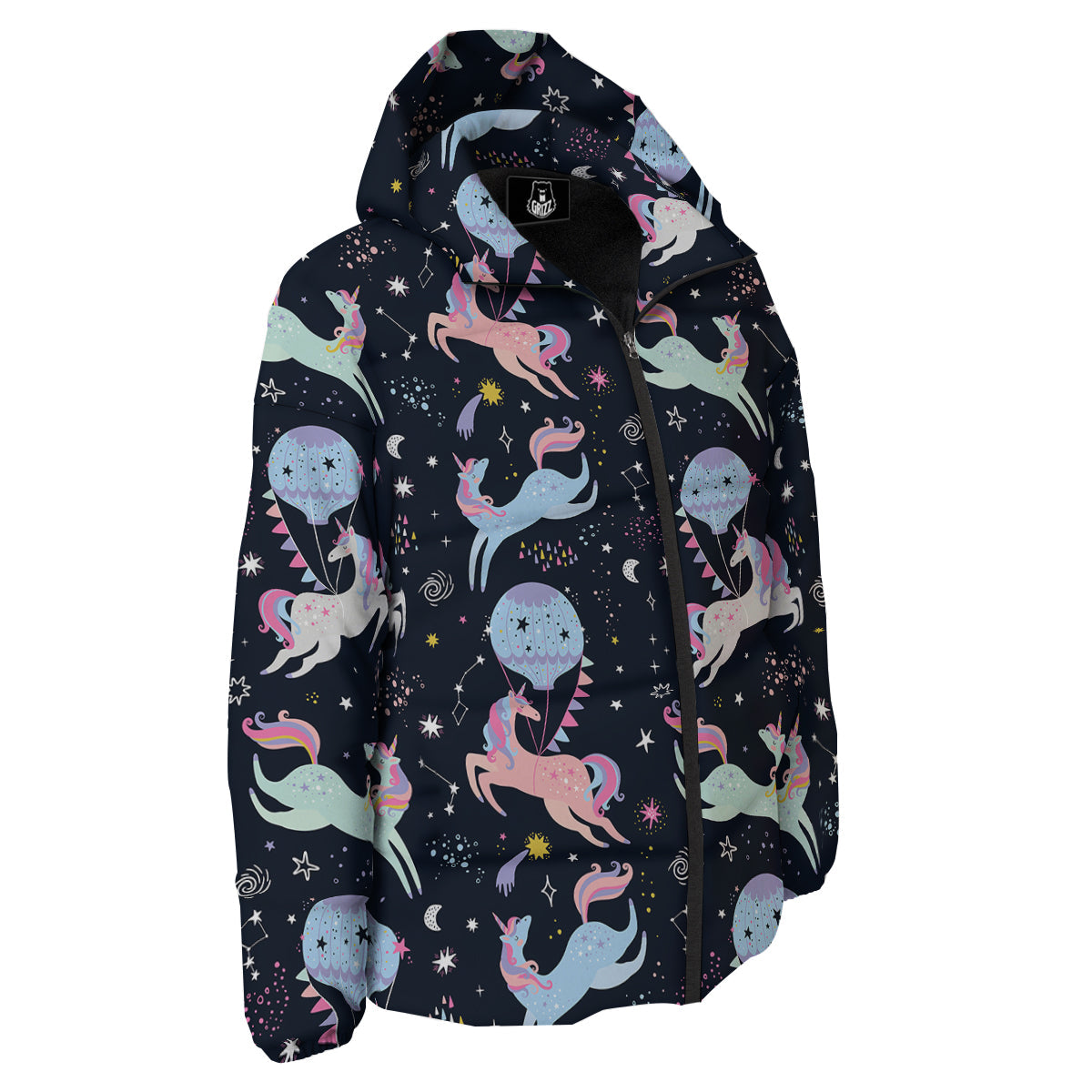 Festival Unicorn Night Print Pattern Down Jacket-grizzshop