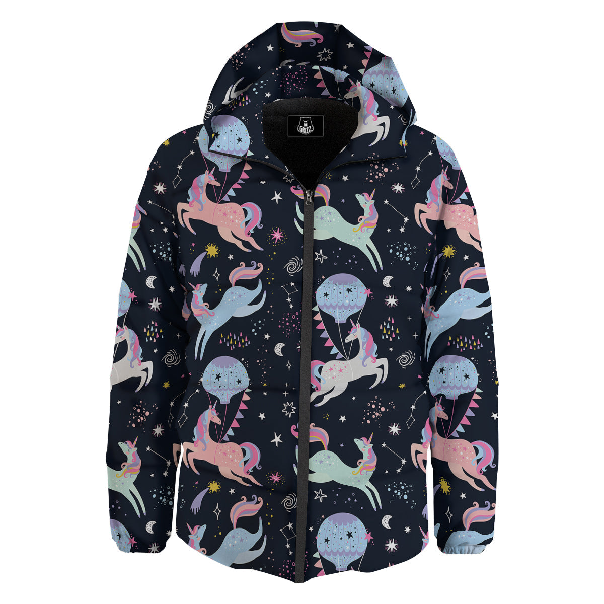 Festival Unicorn Night Print Pattern Down Jacket-grizzshop