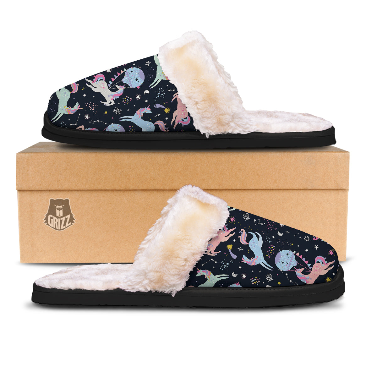Festival Unicorn Night Print Pattern Slippers-grizzshop