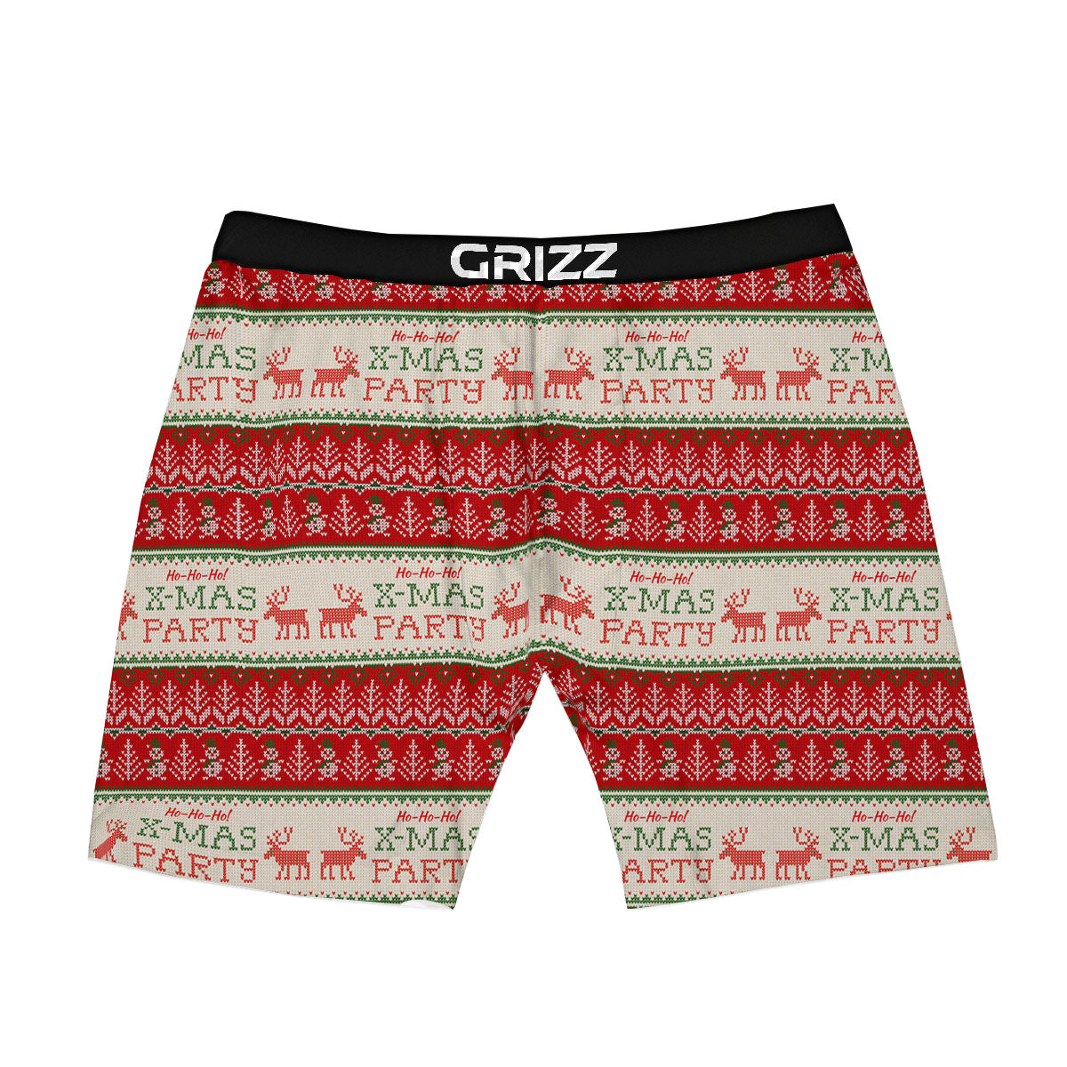 Festive Christmas Knitted Print Pattern Boxer Briefs-grizzshop