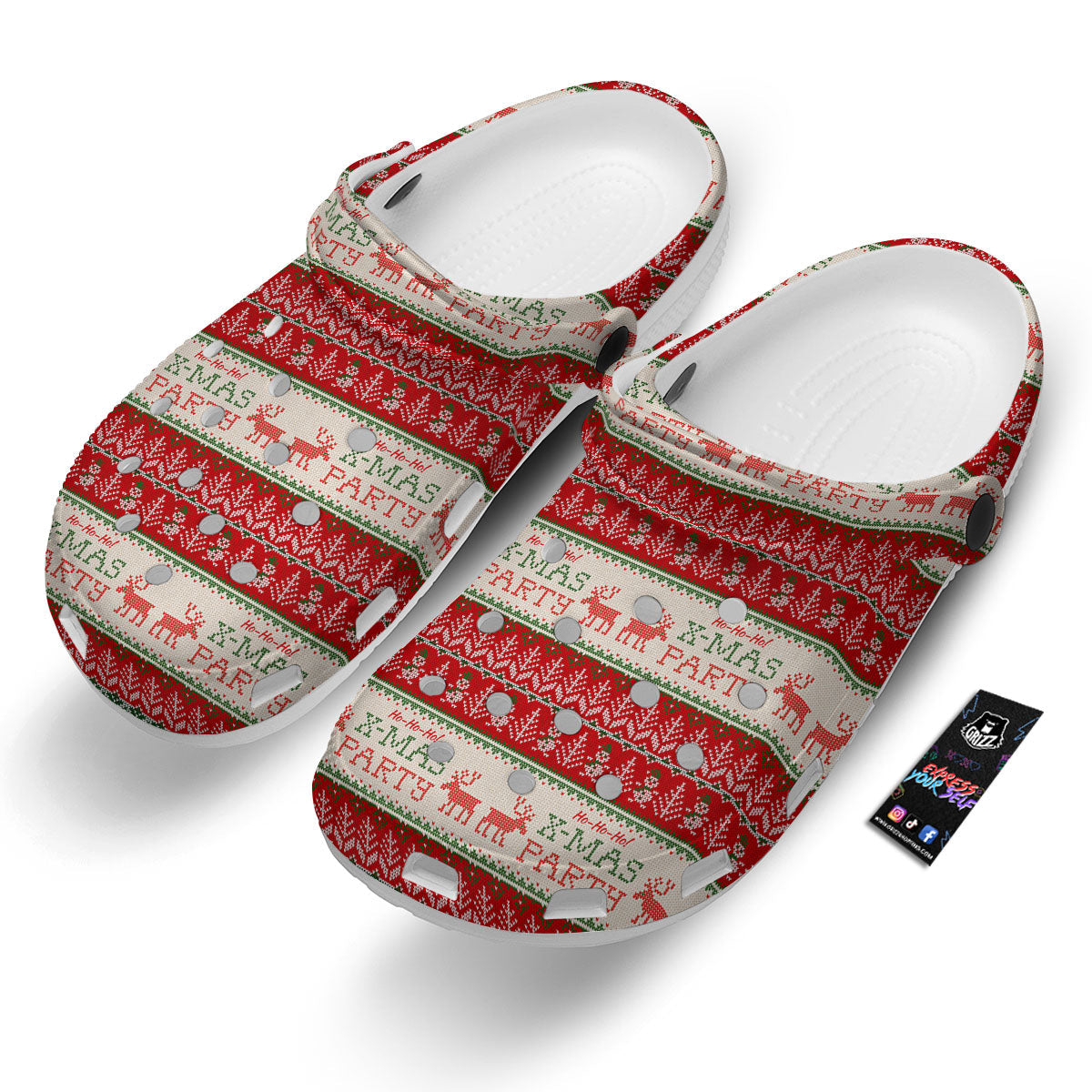 Festive Christmas Knitted Print Pattern Clog-grizzshop