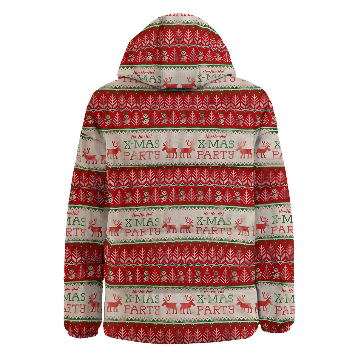 Festive Christmas Knitted Print Pattern Down Jacket-grizzshop