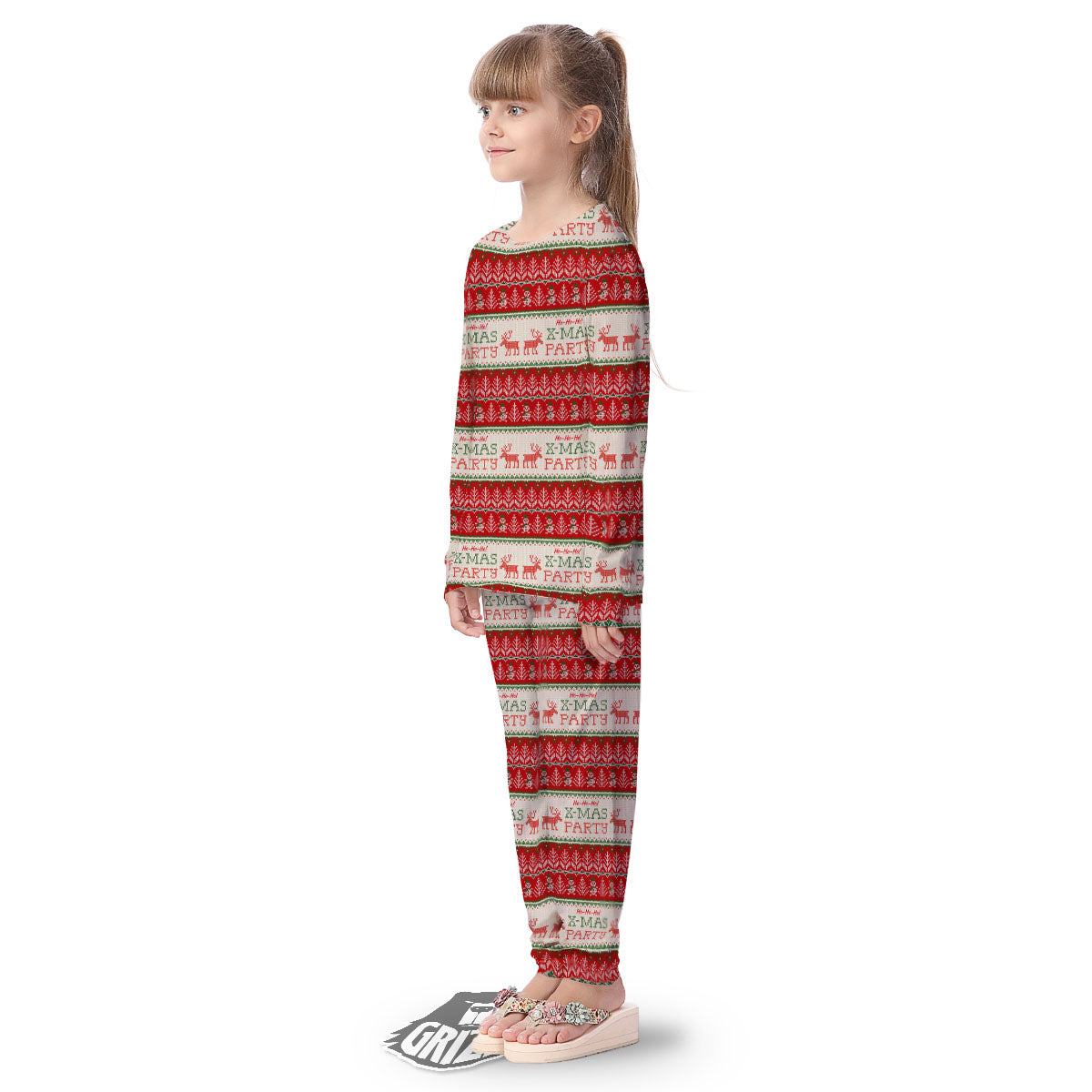 Festive Christmas Knitted Print Pattern Kid's Pajamas-grizzshop