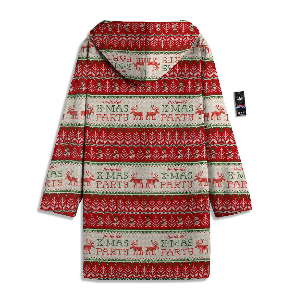 Festive Christmas Knitted Print Pattern Men's Windbreaker Jacket-grizzshop