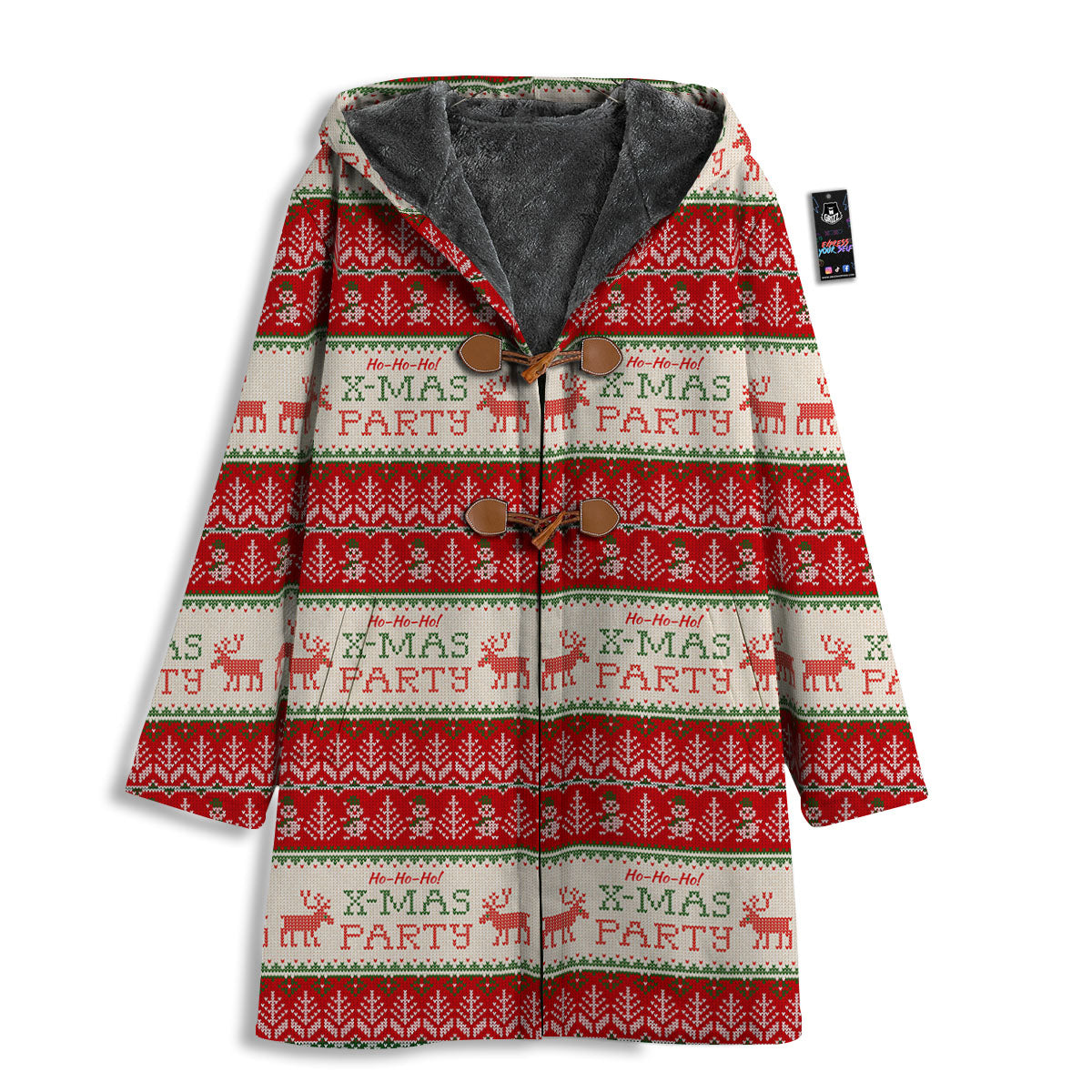 Festive Christmas Knitted Print Pattern Men's Windbreaker Jacket-grizzshop