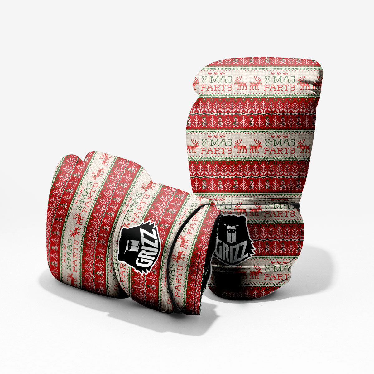 Festive Christmas Knitted Print Pattern Pro Boxing Glove
