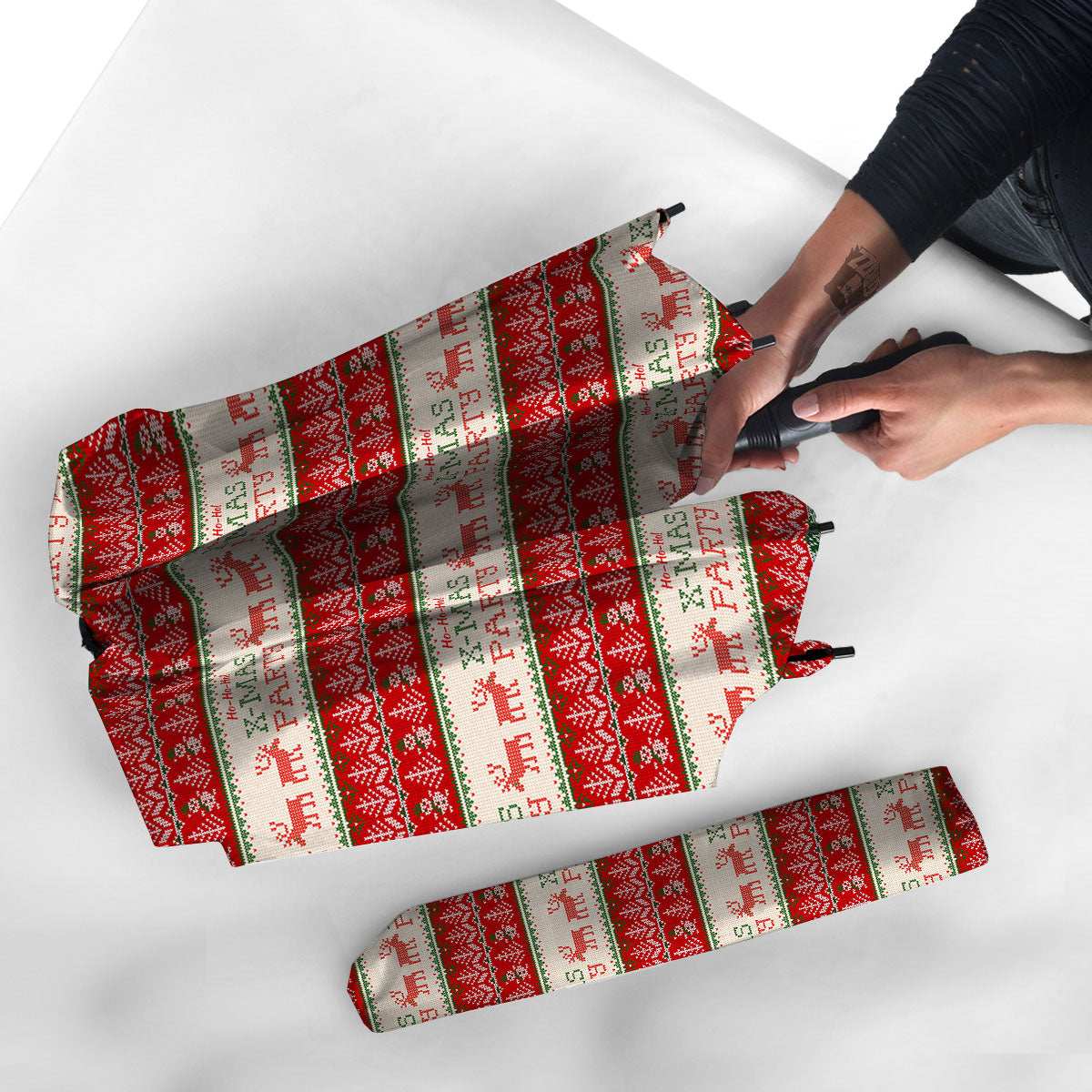 Festive Christmas Knitted Print Pattern Umbrella-grizzshop