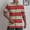 Festive Christmas Knitted Print Pattern Untucked Shirts-grizzshop