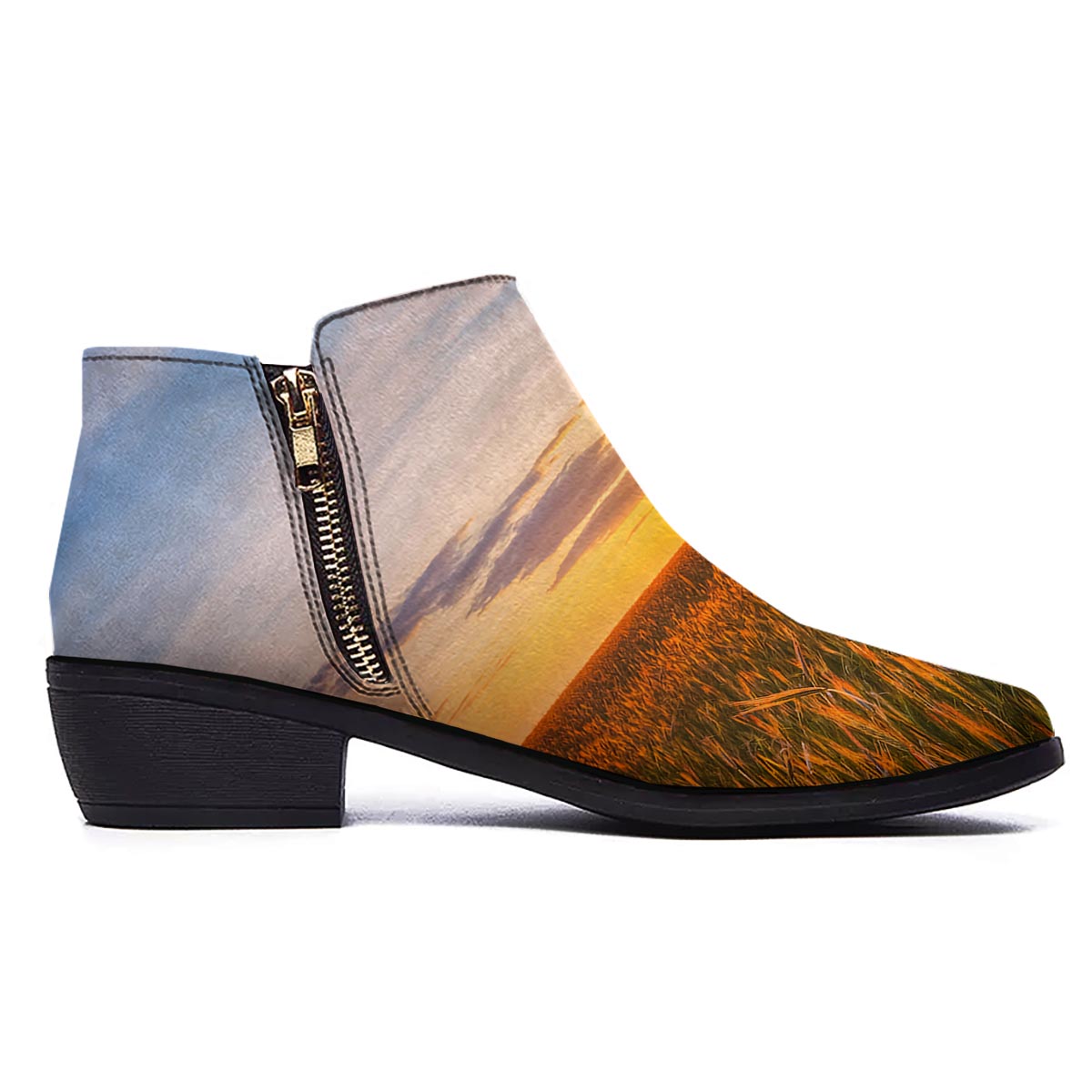 Field Sunrise Print Ankle Boots-grizzshop