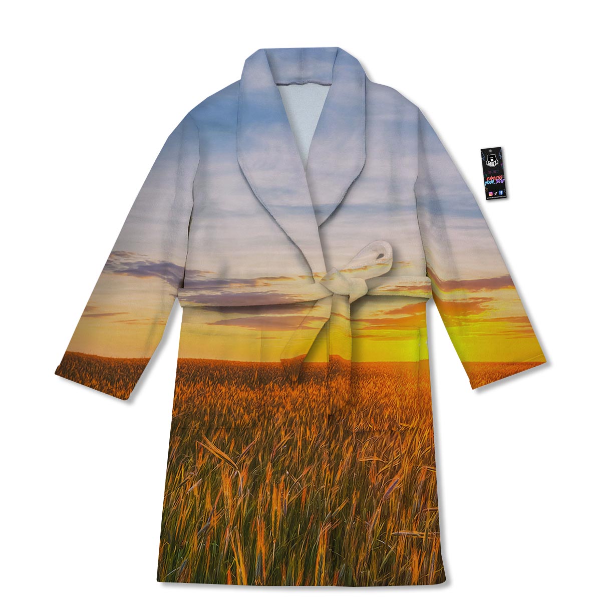 Field Sunrise Print Bathrobe-grizzshop