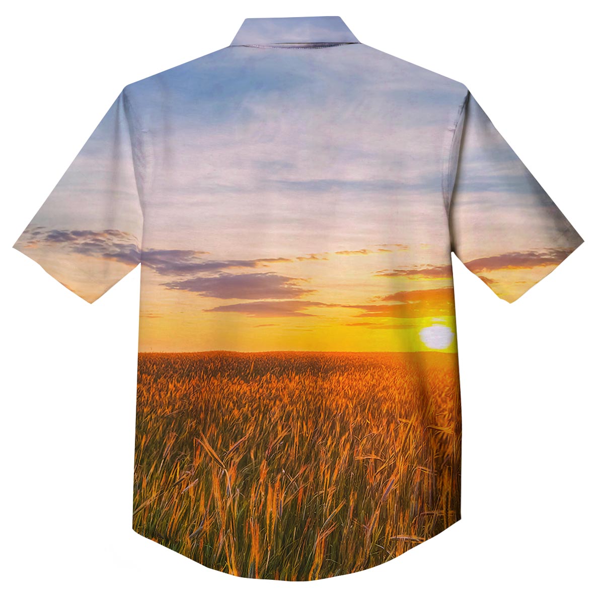 Field Sunrise Print Button Up Shirt-grizzshop