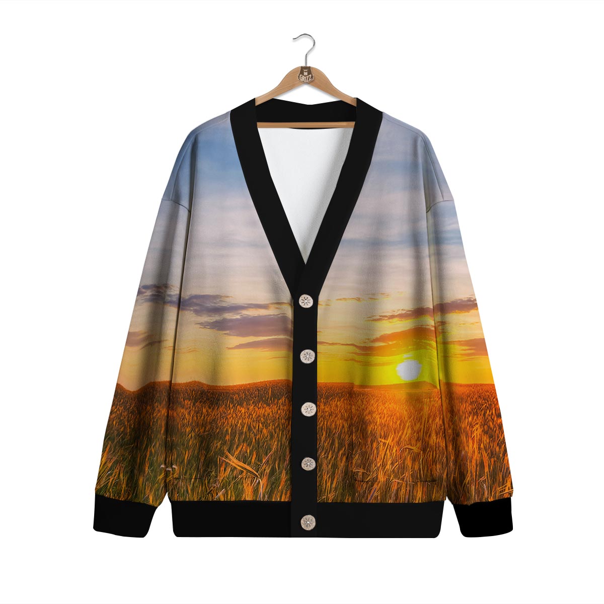 Field Sunrise Print Cardigan-grizzshop