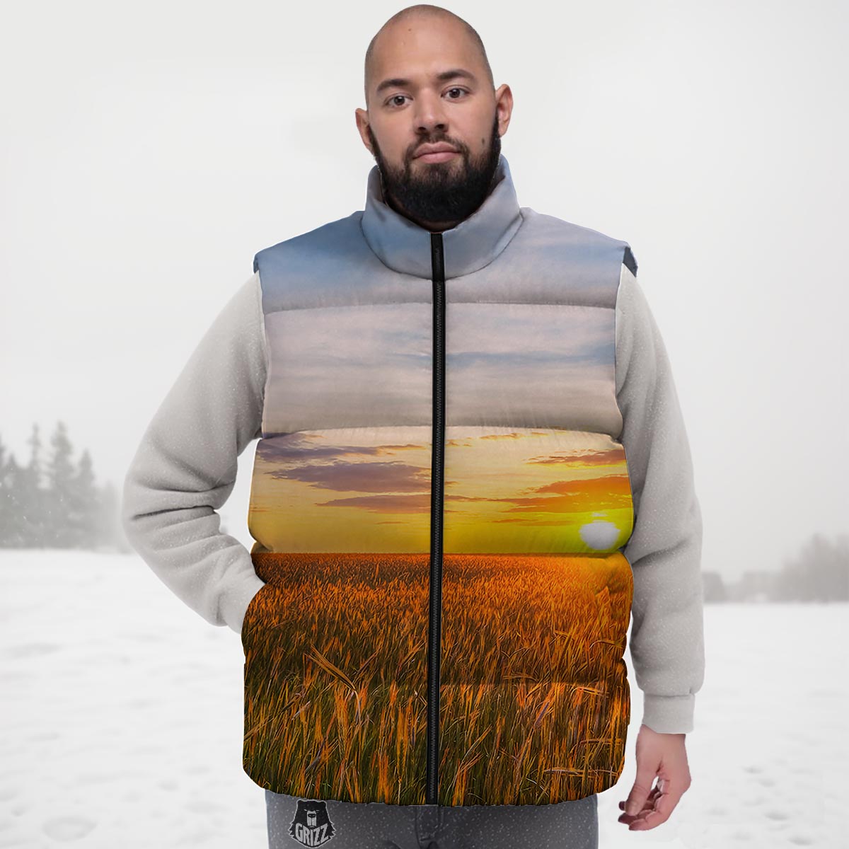 Field Sunrise Print Down Vest