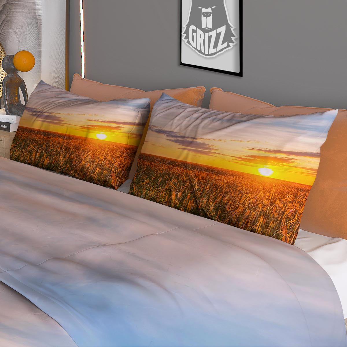 Field Sunrise Print Duvet Cover Bedding Set