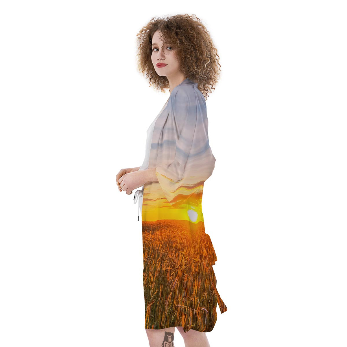 Field Sunrise Print Kimono-grizzshop