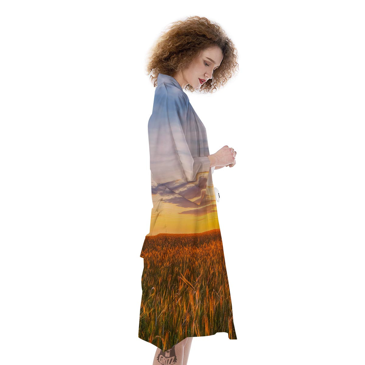 Field Sunrise Print Kimono-grizzshop
