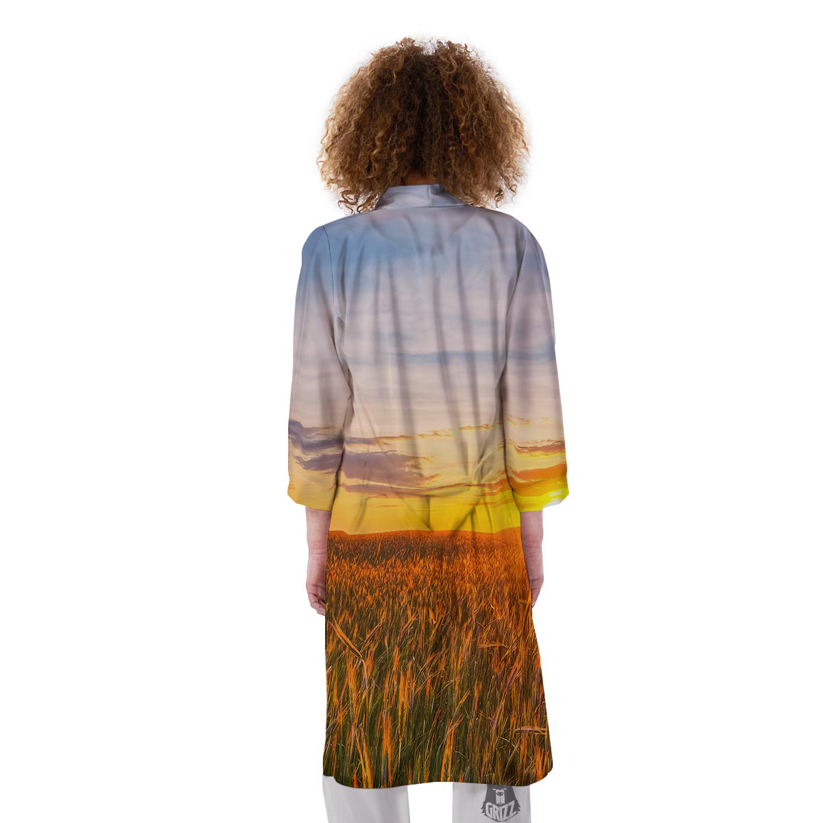 Field Sunrise Print Kimono-grizzshop