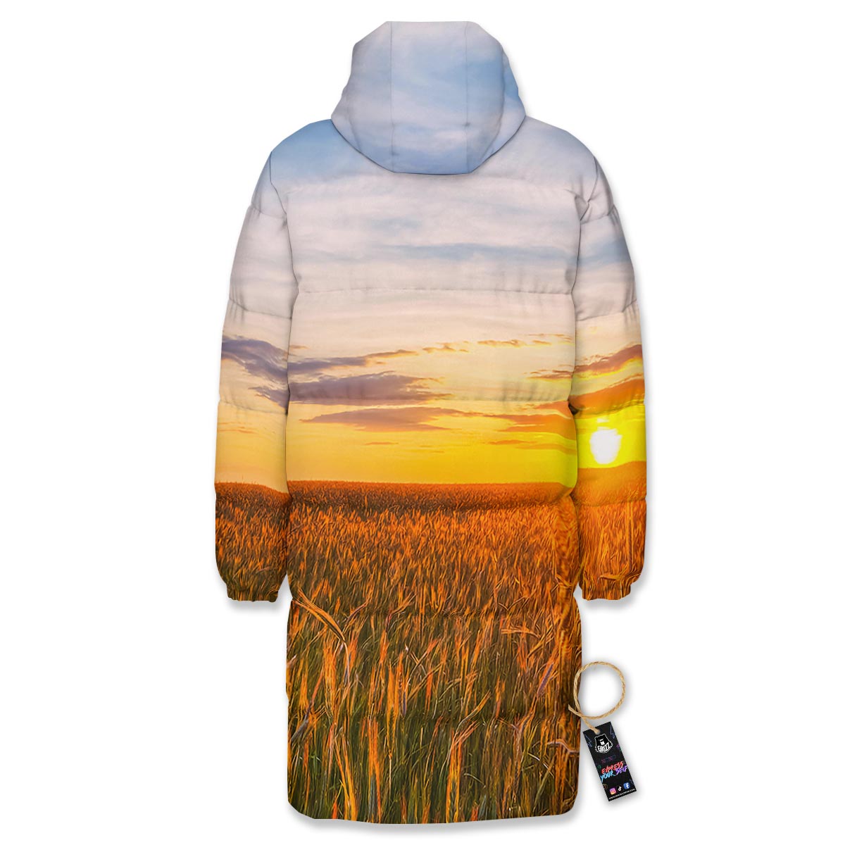 Field Sunrise Print Long Down Jacket-grizzshop