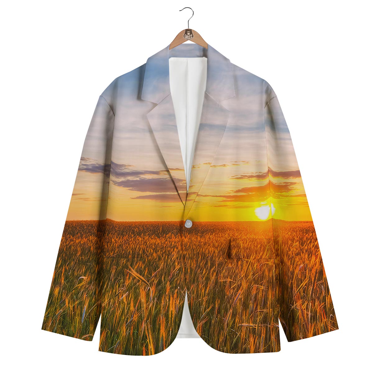 Field Sunrise Print Men's Blazer-grizzshop