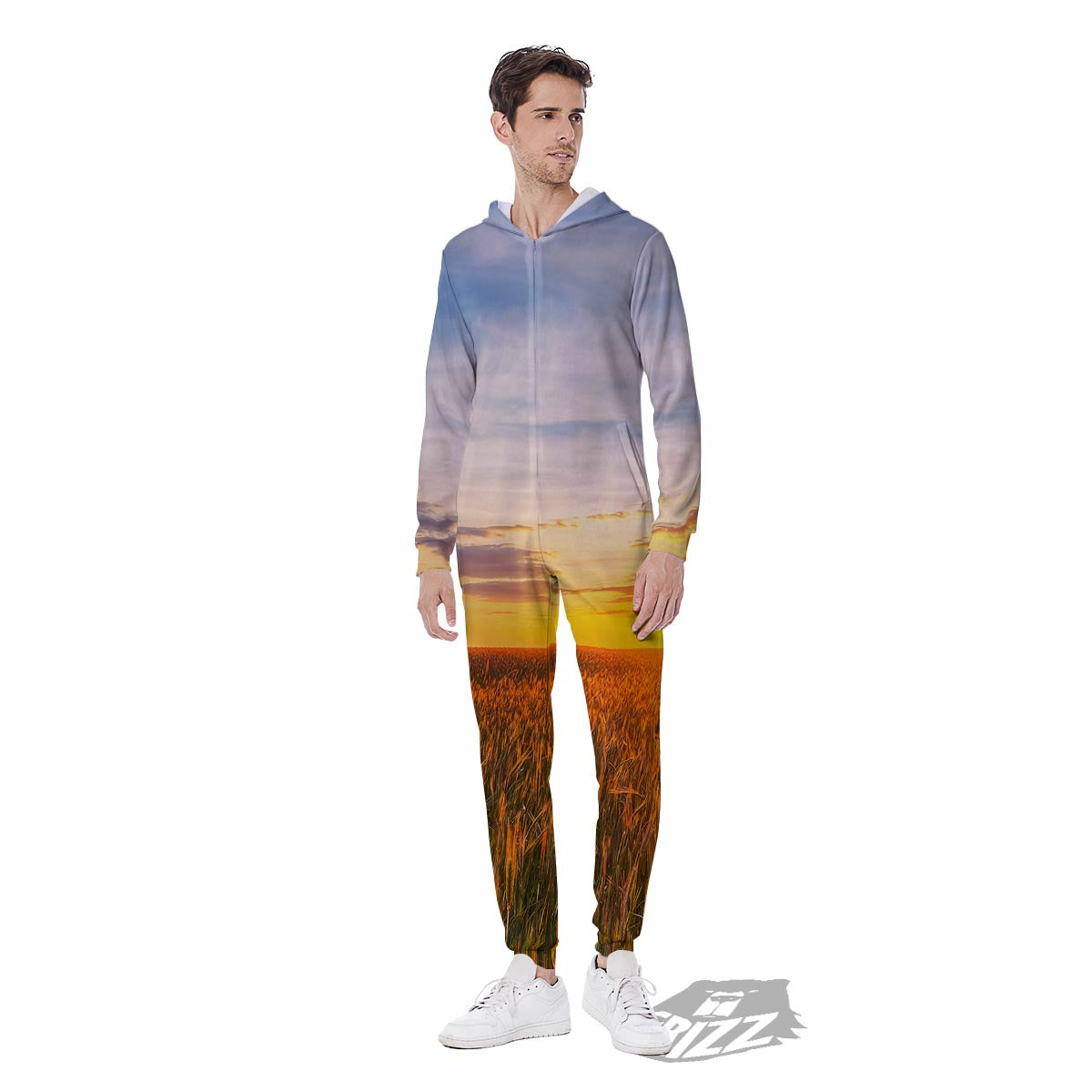 Field Sunrise Print Men's Jumpsuit-grizzshop