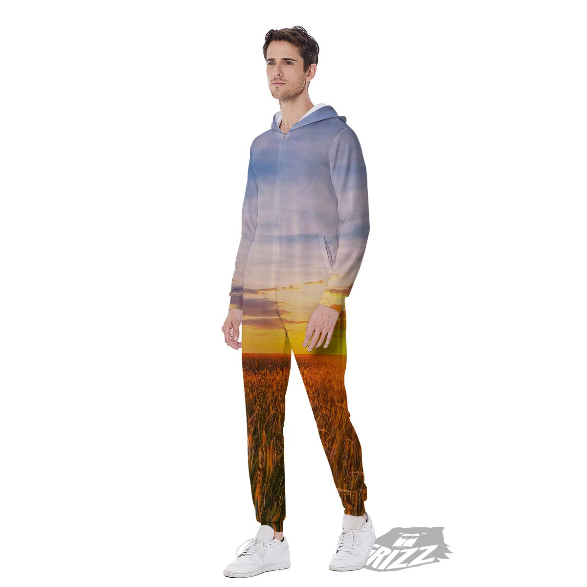 Field Sunrise Print Men's Jumpsuit-grizzshop