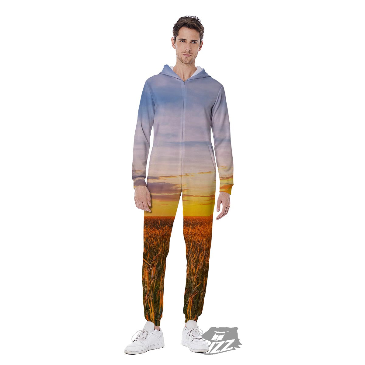 Field Sunrise Print Men's Jumpsuit-grizzshop