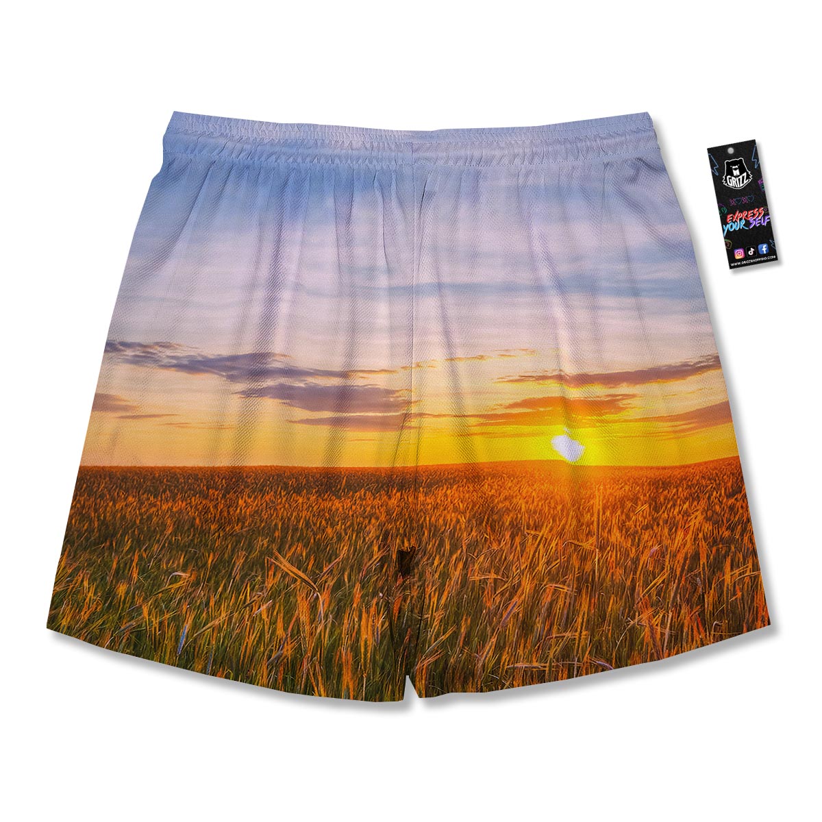 Field Sunrise Print Men's Running Shorts-grizzshop