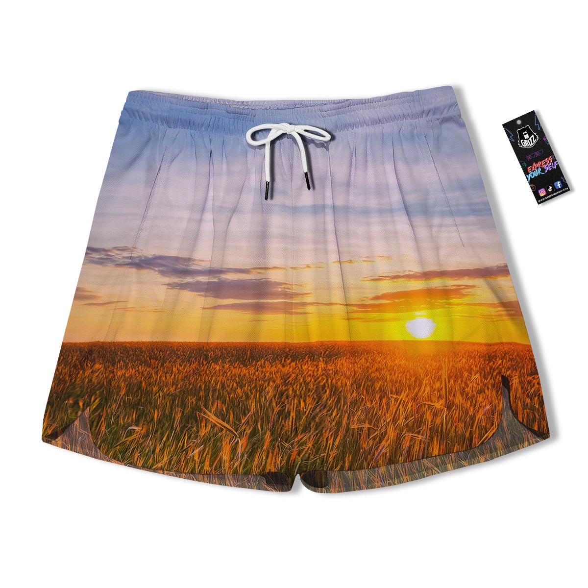 Field Sunrise Print Men's Running Shorts-grizzshop