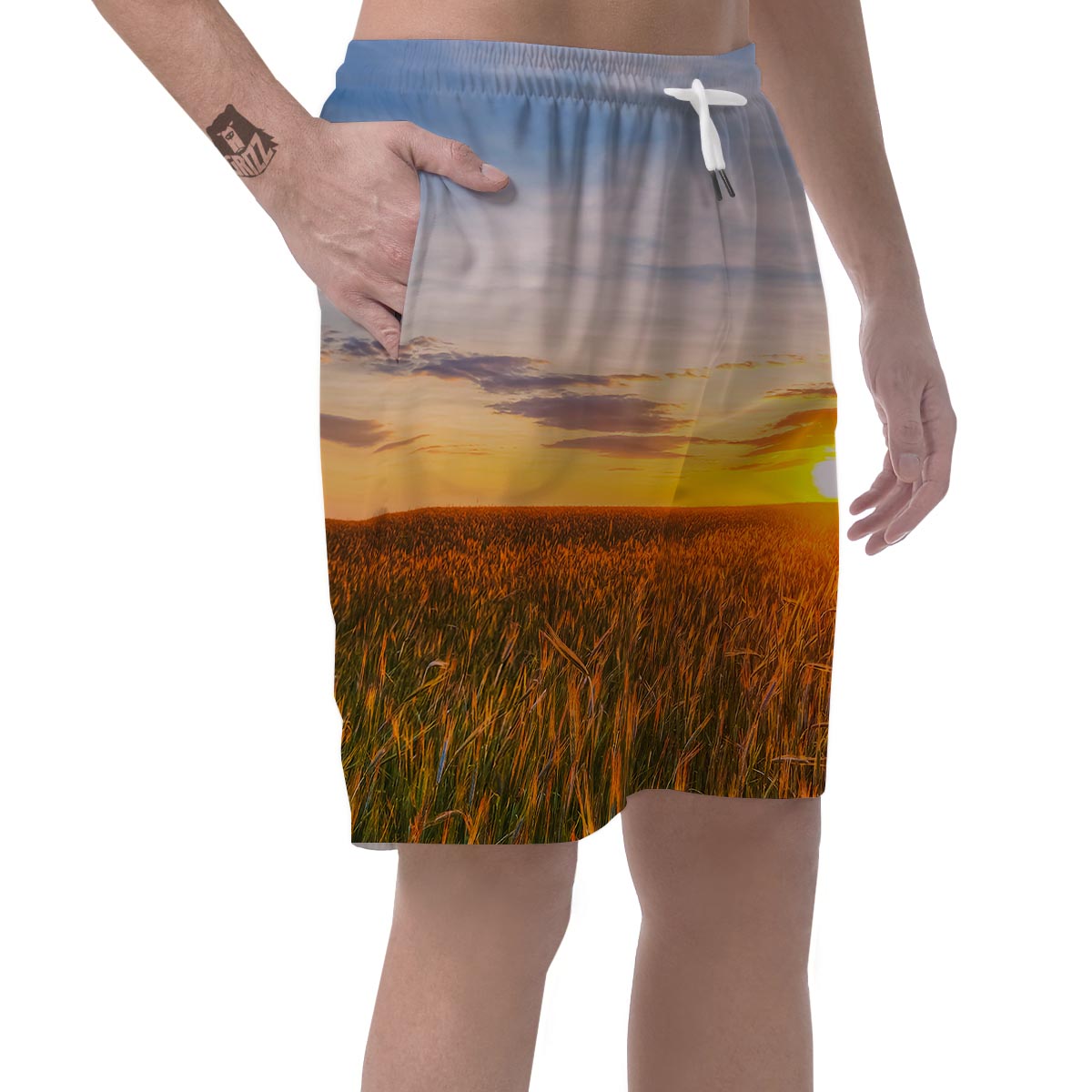 Field Sunrise Print Men's Shorts-grizzshop