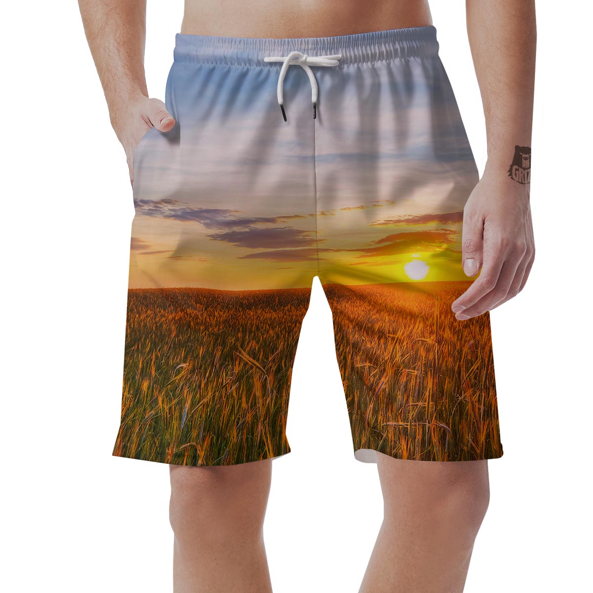 Field Sunrise Print Men's Shorts-grizzshop