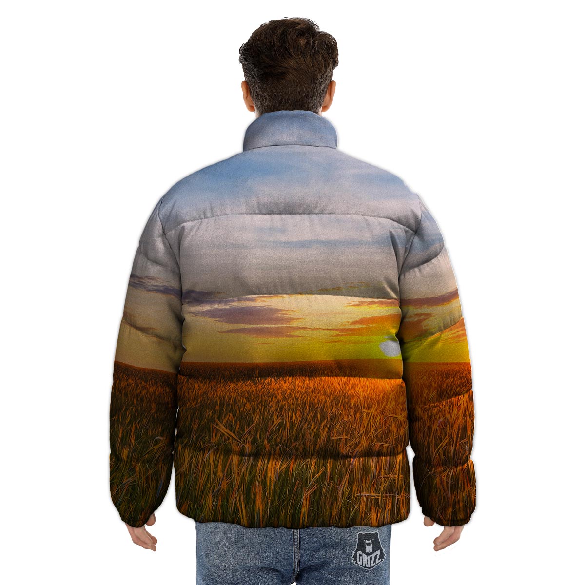 Field Sunrise Print Puffer Jacket-grizzshop