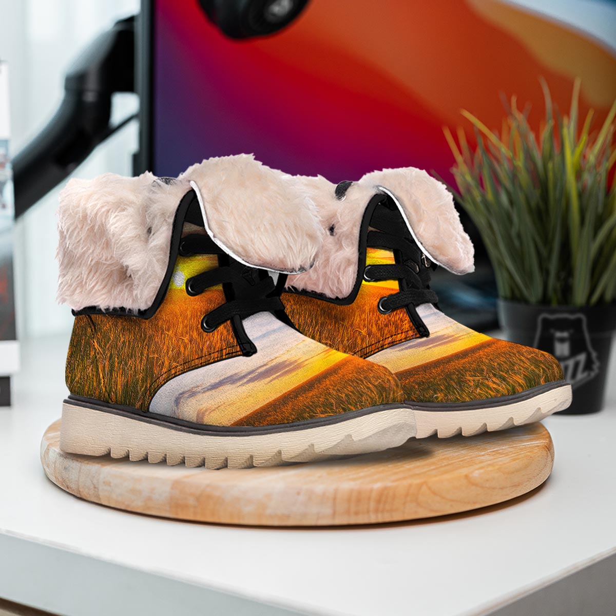 Field Sunrise Print Snow Boots-grizzshop