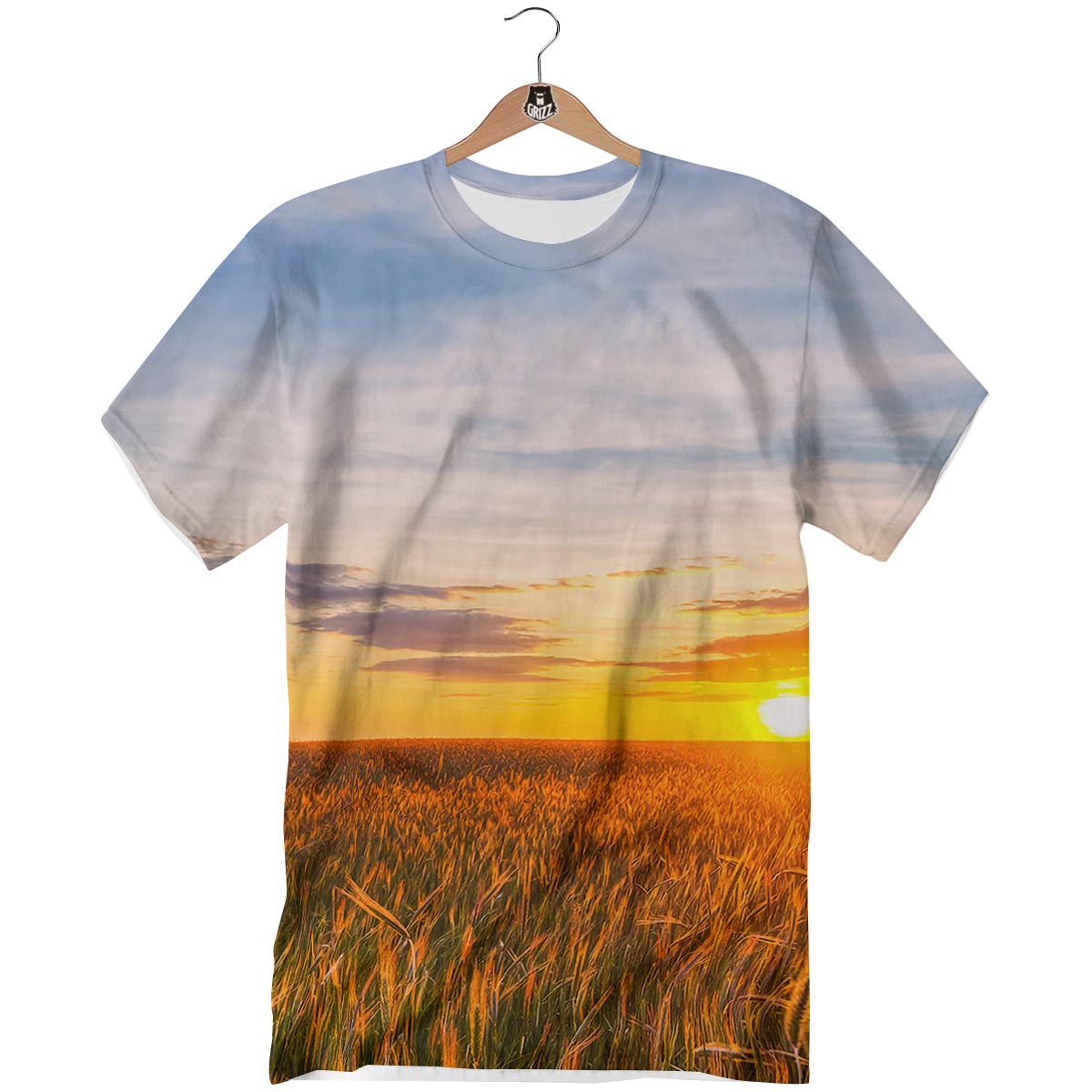 Field Sunrise Print T-Shirt-grizzshop