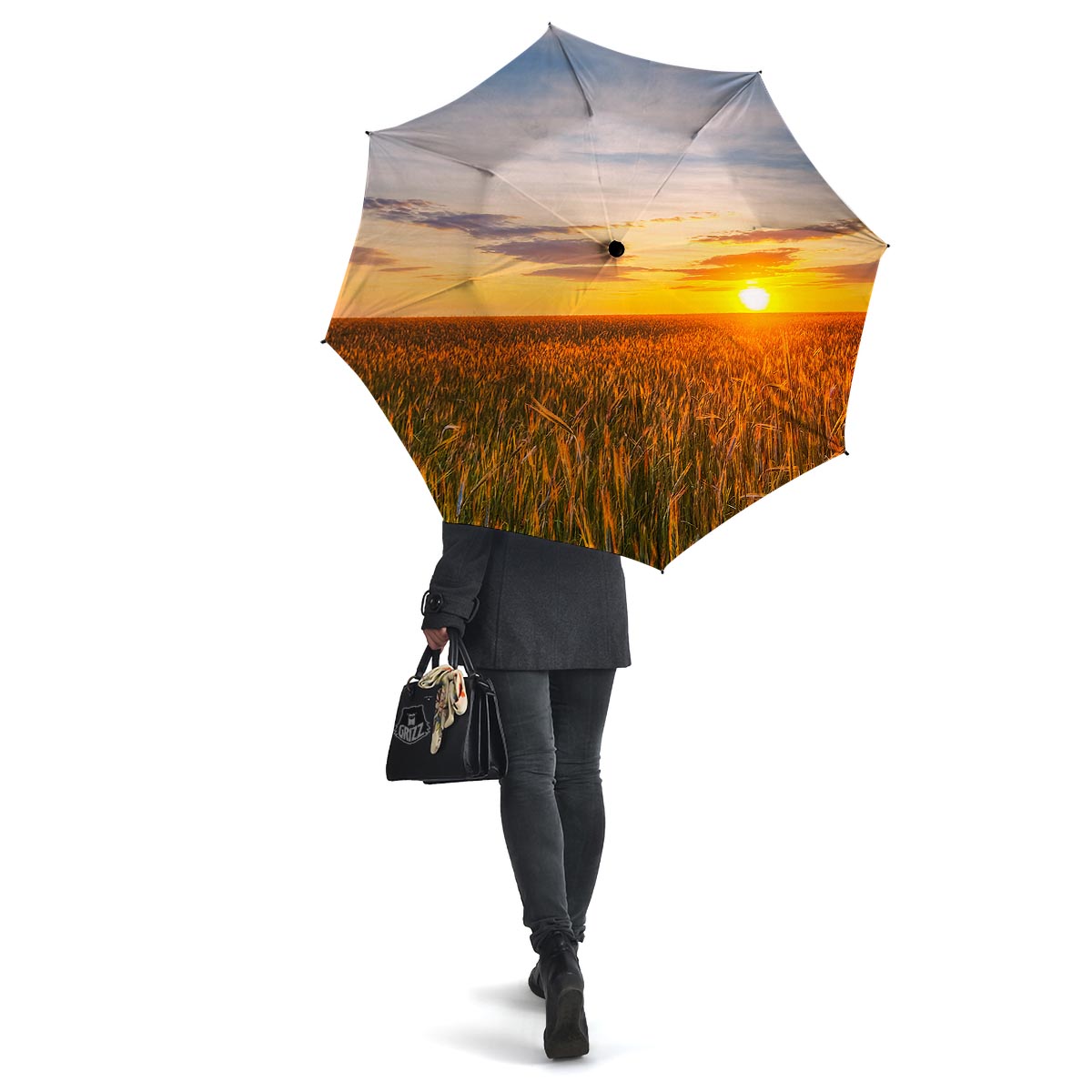 Field Sunrise Print Umbrella-grizzshop