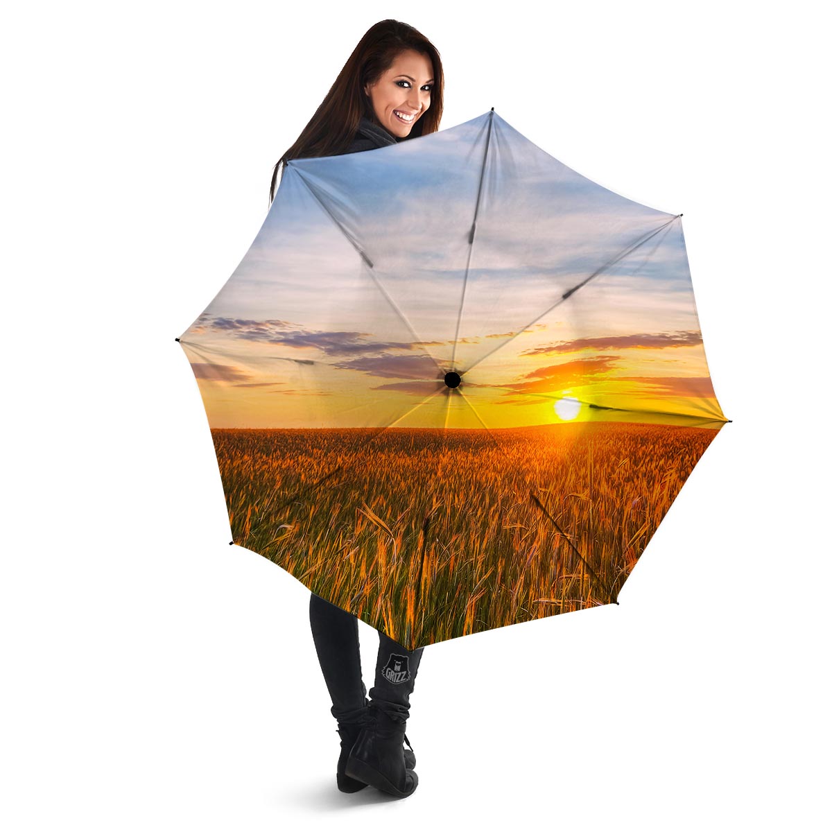 Field Sunrise Print Umbrella-grizzshop