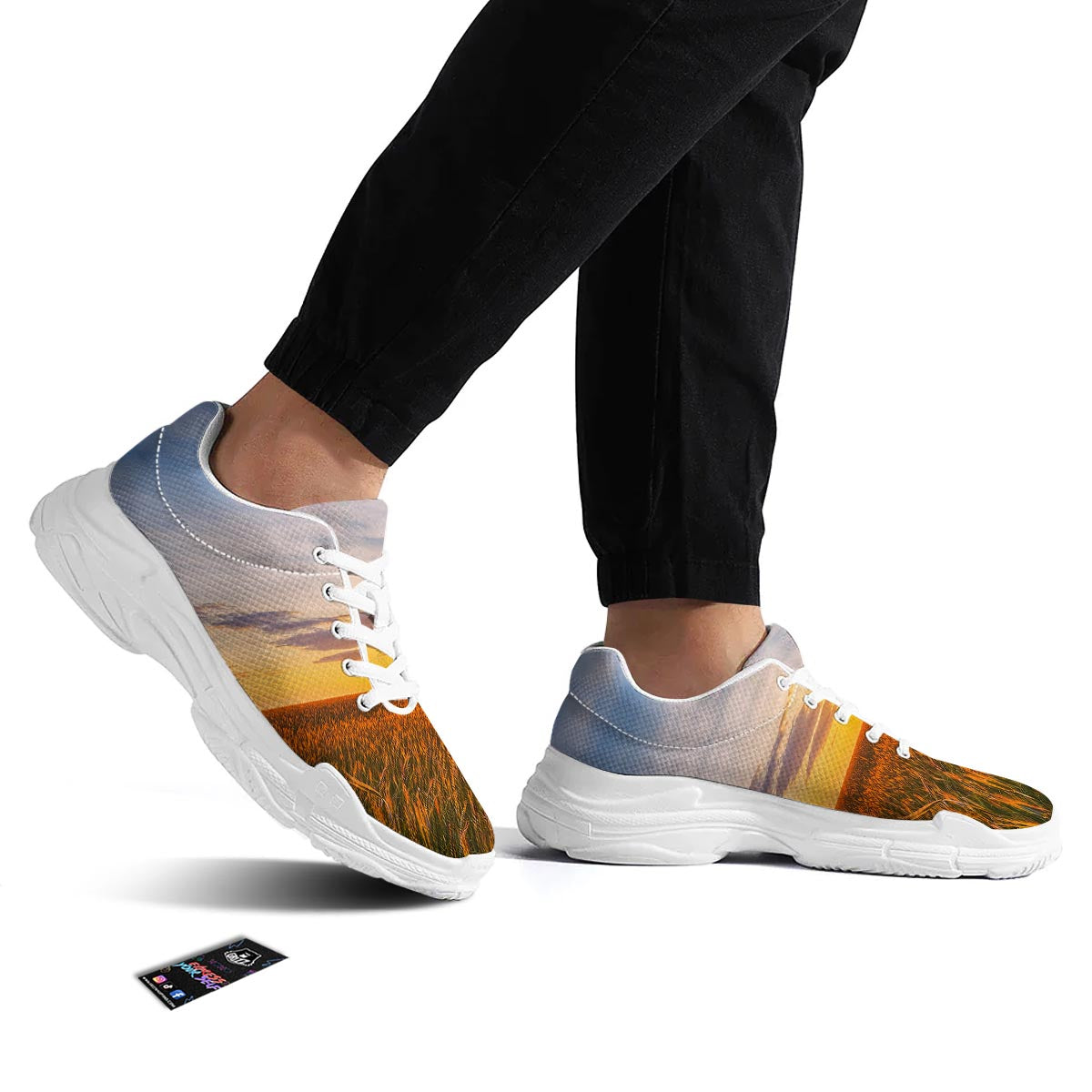 Field Sunrise Print White Chunky Shoes-grizzshop