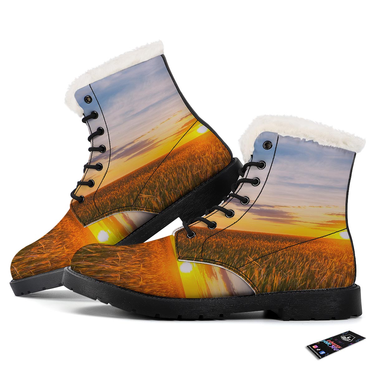 Field Sunrise Print Winter Boots-grizzshop