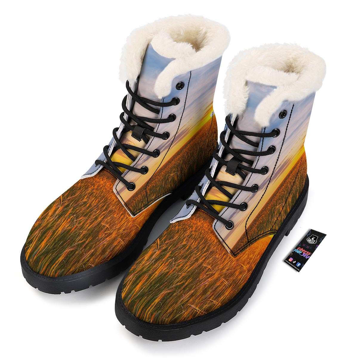 Field Sunrise Print Winter Boots-grizzshop